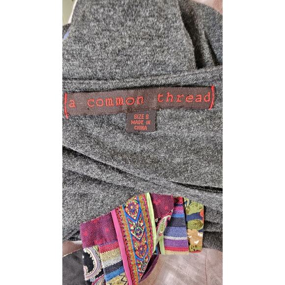 A COMMON THREAD | Anthropologie Boho Hippie Embellished Belted Top Art Sm 4 6 - Picture 4 of 5